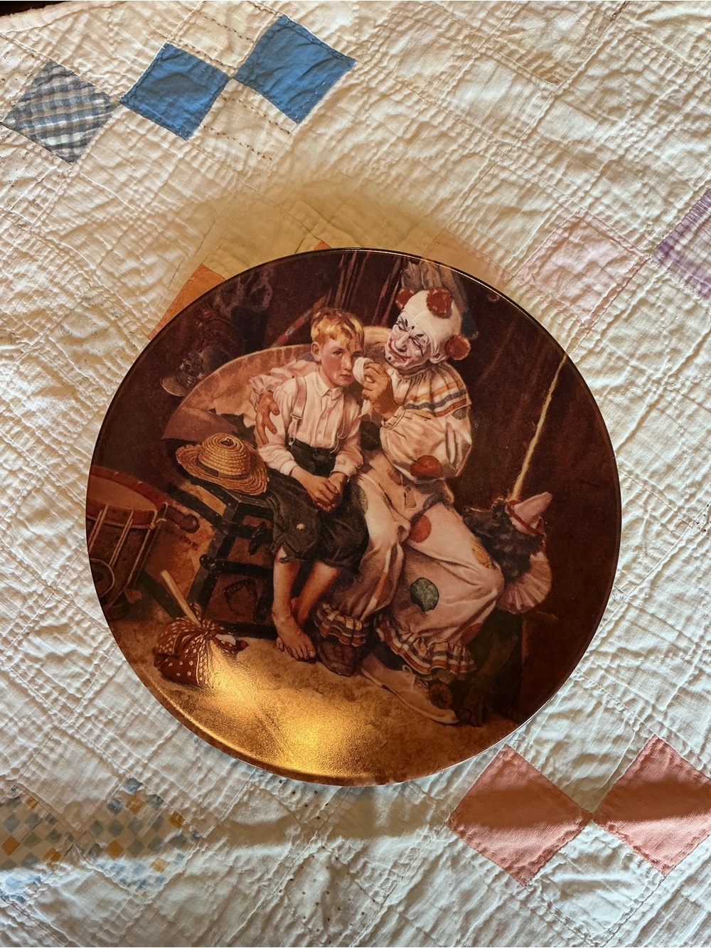 Norman Rockwell Vintage Plate in Brown and Cream Tones